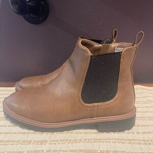 Maurices Tan Ankle Booties with Black Panels